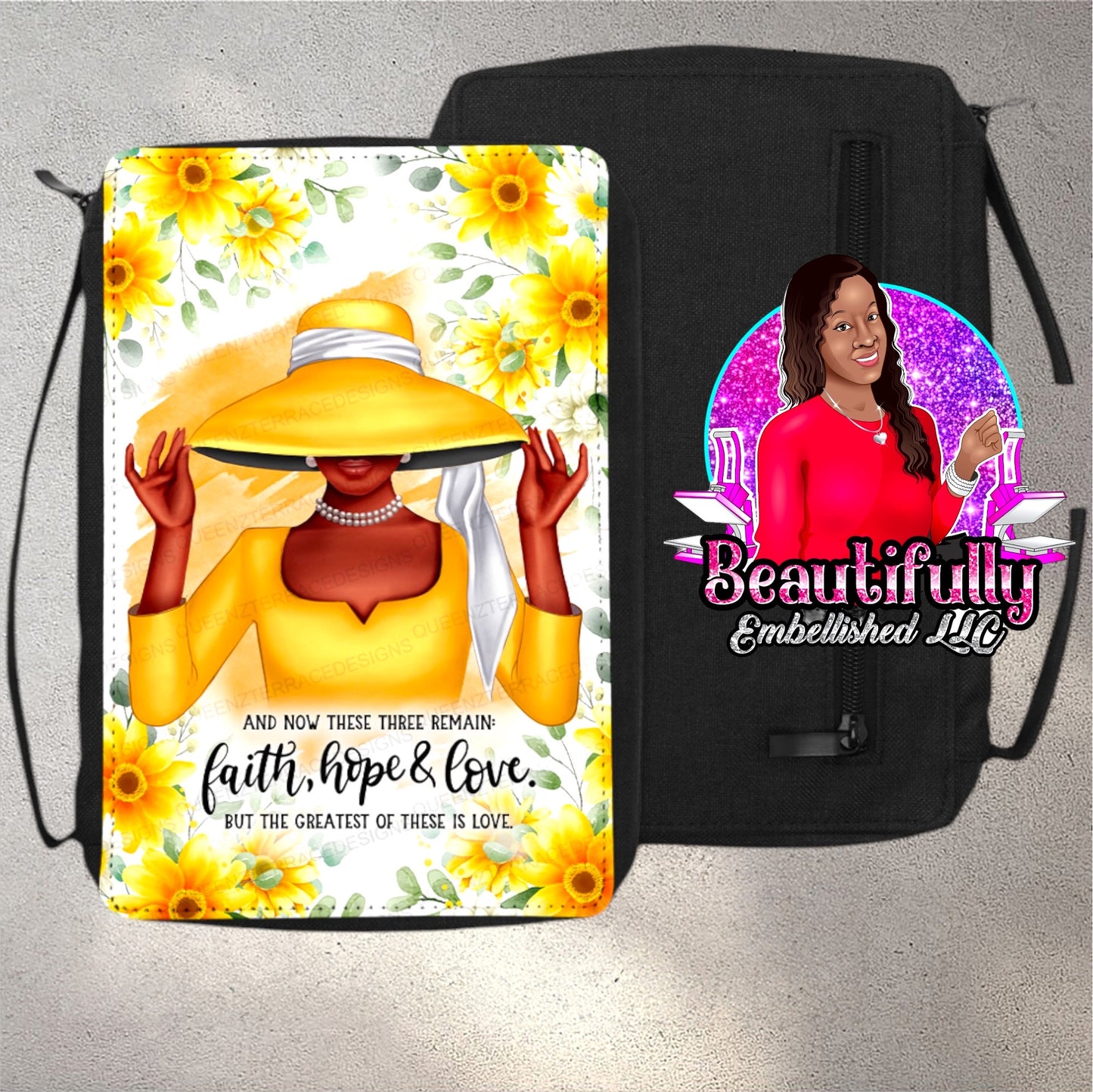 Faith, Hope & Love Bible Cover (Yellow)